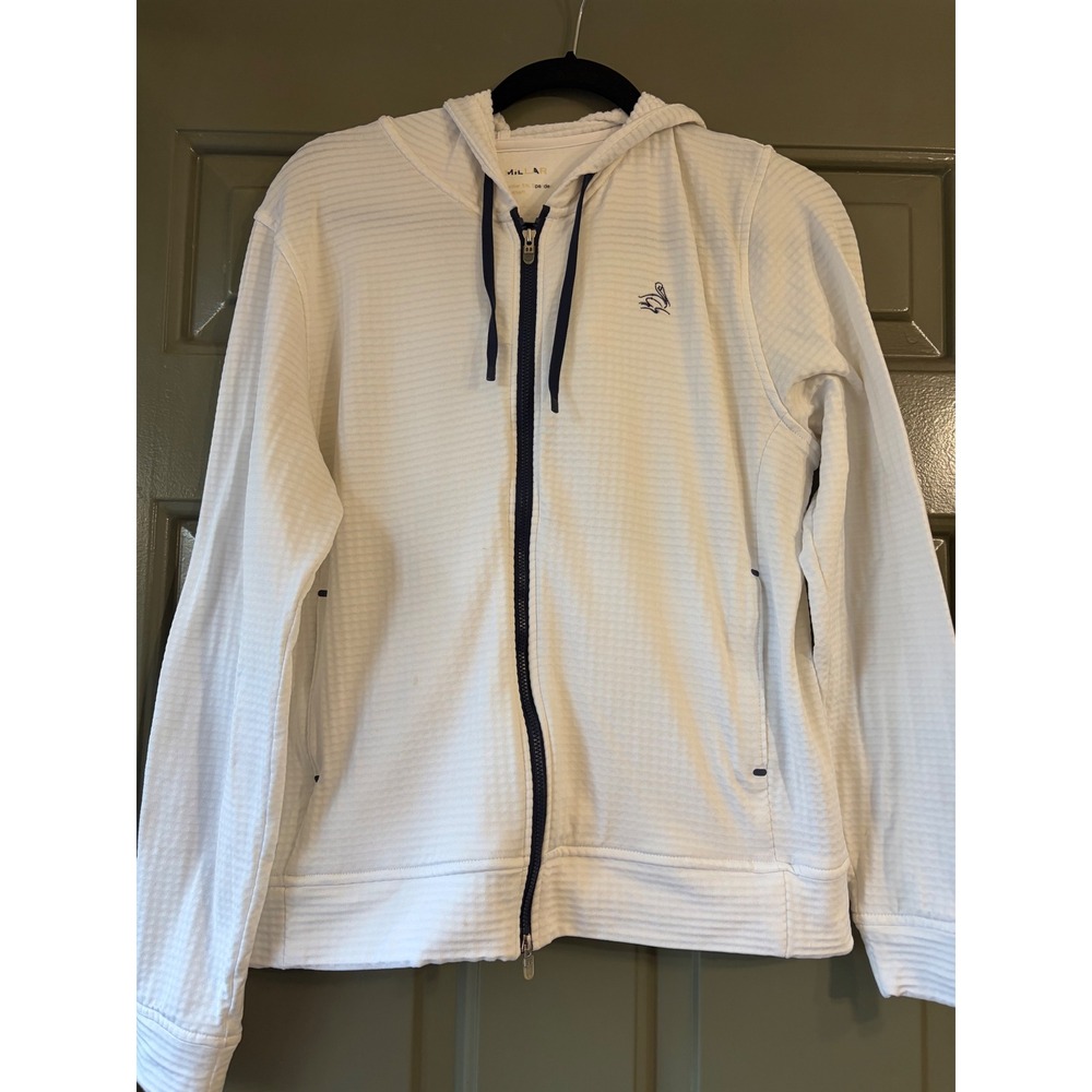 Peter Millar | Waffle Knit Full Zip Hoodie | Large || White|